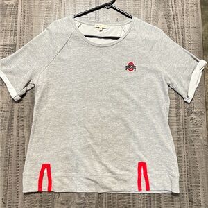 Stylish Gray Sweatshirt Tee with Red Ohio State Accents